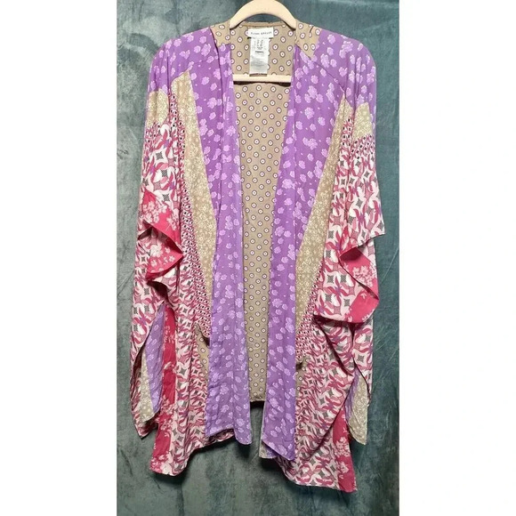 Womens Susan Graver Open Front Chiffon Kimono Tunic Floral Sz 1X Beach Vacation - Picture 1 of 7